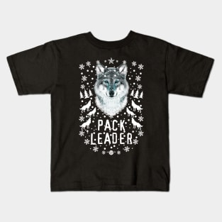 46 Wolf Pack Leader SNOW Merry Christmas Kids T-Shirt